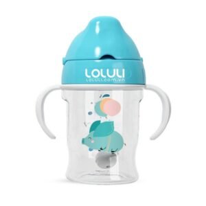 Bình tập uống nước Loluli nhựa PP 280ml - heo xanh