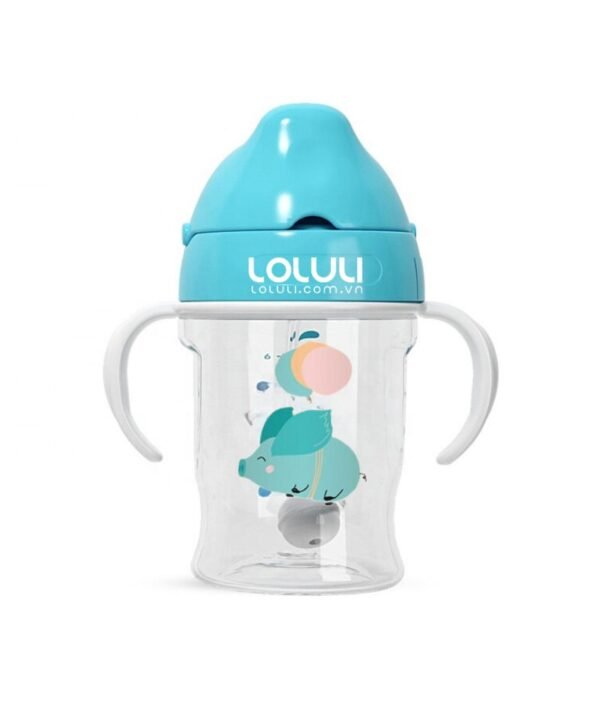 Bình tập uống nước Loluli nhựa PP 280ml - heo xanh