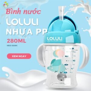 Bình tập uống nước Loluli nhựa PP 280ml - heo xanh
