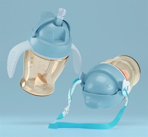 Bình tập uống nước cho bé chống sặc kháng khuẩn 280ml (xanh) - bình