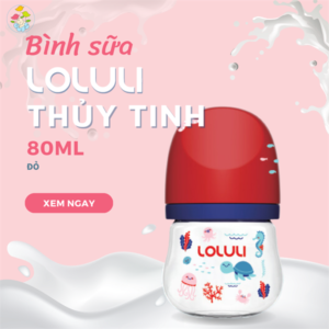 Bình Sữa Loluli Thủy Tinh - đỏ 80ml