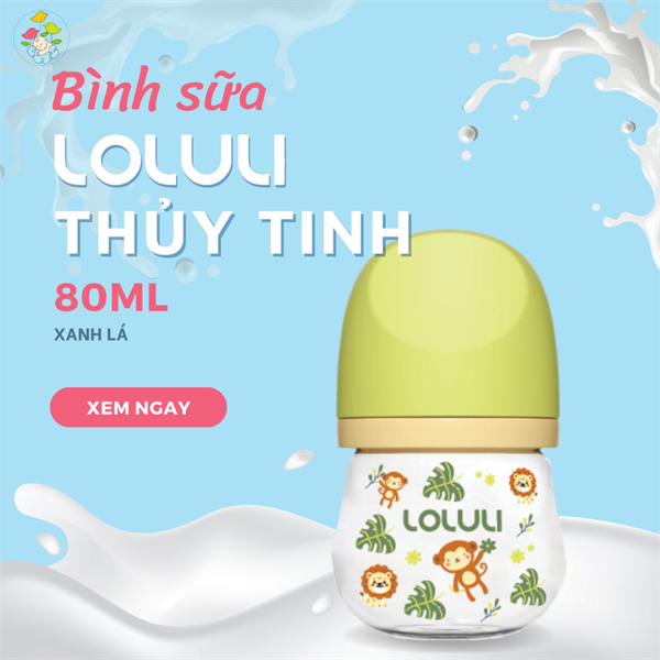 Bình Sữa Loluli Thủy Tinh - xanh lá 80ml