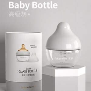 [Quà cho khách tích điểm FB] Bình sữa BB Thủy Tinh tròn xám 80ml - bình