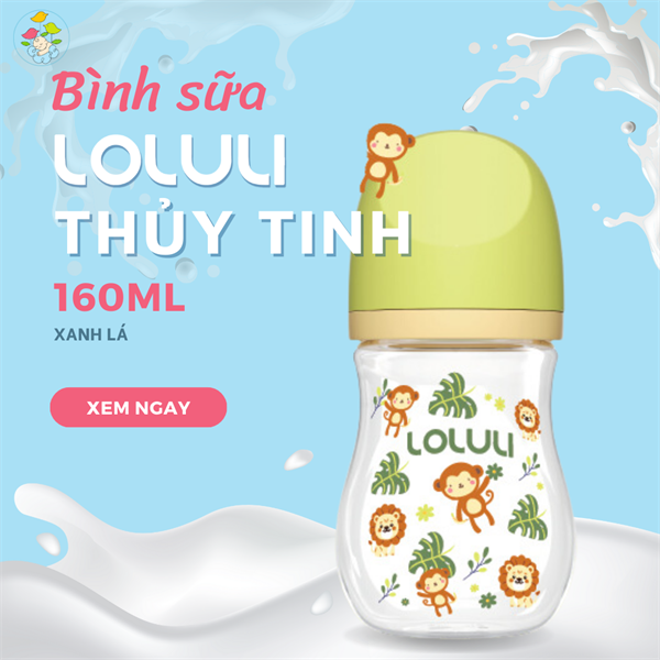 Bình Sữa Loluli Thủy Tinh - xanh lá 160ml