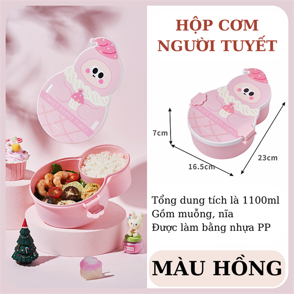 [Quà cho khách tích điểm FB] Hộp cơm búp bê 2 ngăn 6816-1 - Hồng