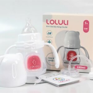 Combo 2 Bình sữa báo nóng Loluli gấu trắng PP 180ml