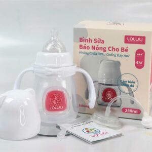 Combo 2 Bình sữa báo nóng Loluli gấu trắng PP 240ml