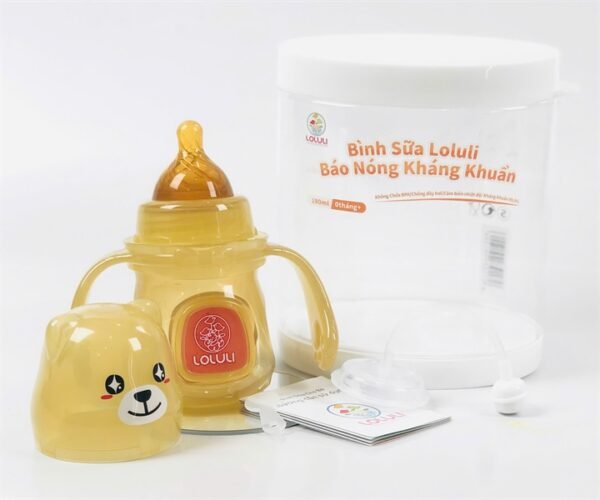 Combo 2 Bình sữa báo nóng kháng khuẩn Loluli gấu PPSM 180ml