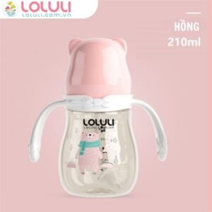 Combo 2 Bình sữa tritan Loluli gấu hồng 210ml