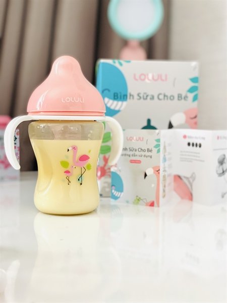 Combo 2 Bình sữa cổ rộng Loluli PP hồng hạc 210ml