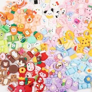 Sticker Charm 3D nhựa cứng dễ thương set 10 cái (kèm keo) size lớn 16-24mm dán bình nước, hộp cơm, đồ dùng | LOLULI