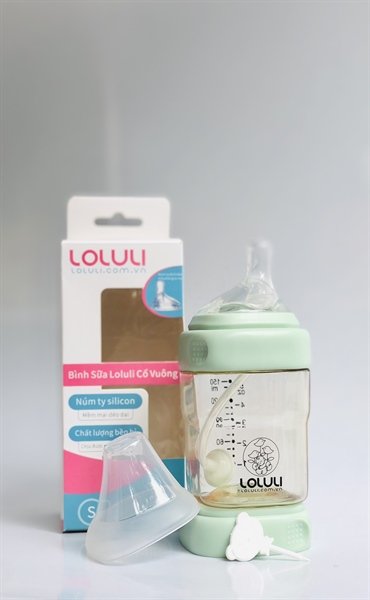 Combo 2 Bình sữa vuông Loluli PPSU xanh lá 150ml