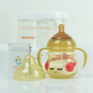 Combo 2 Bình sữa báo nóng kháng khuẩn Loluli bụng bầu PPSM vàng 180ml